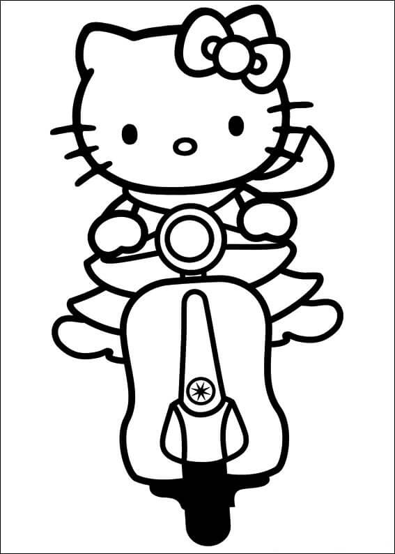 Hello Kitty mengendarai Sepeda Motor