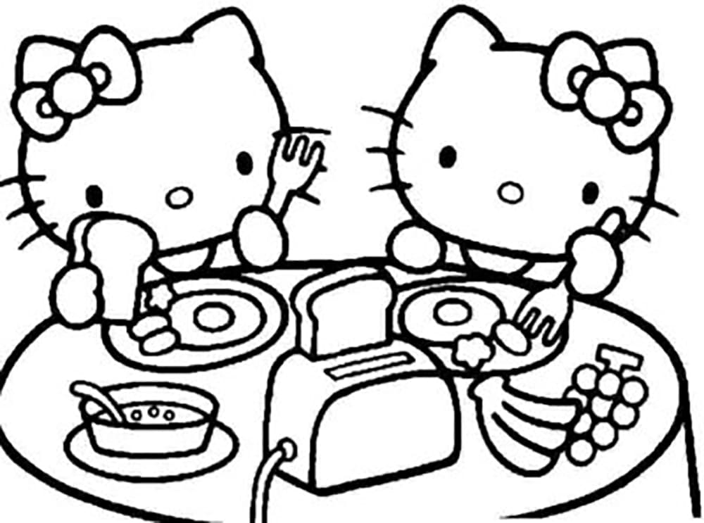 Hello Kitty sudah sarapan
