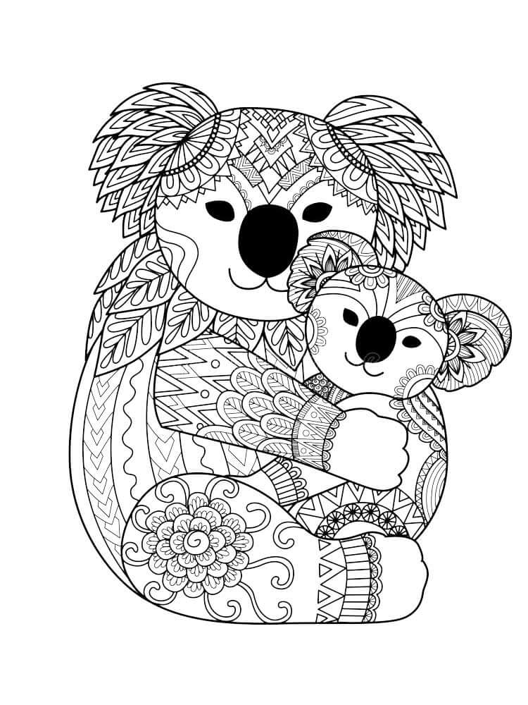 Induk Koala dengan Bayi Koala Mandala