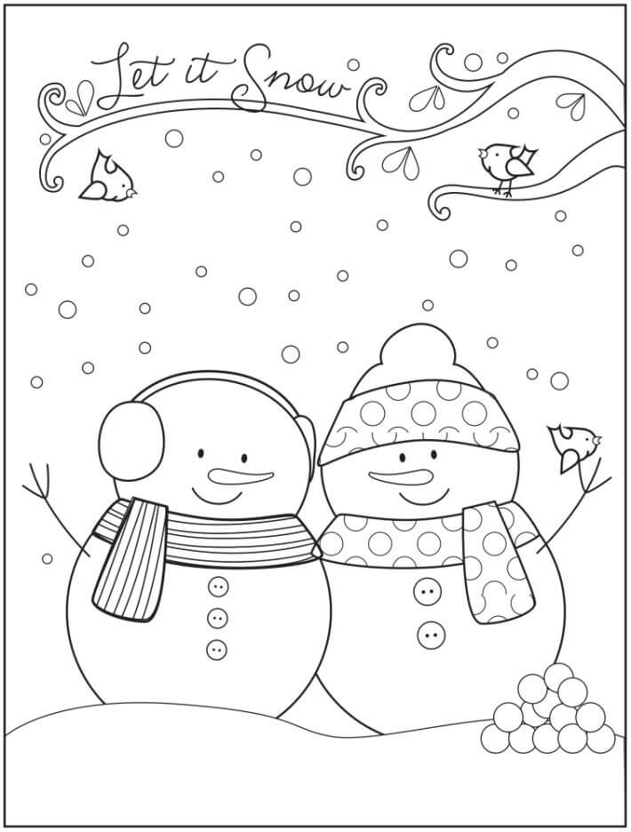 Pasangan Manusia Salju di Musim Dingin