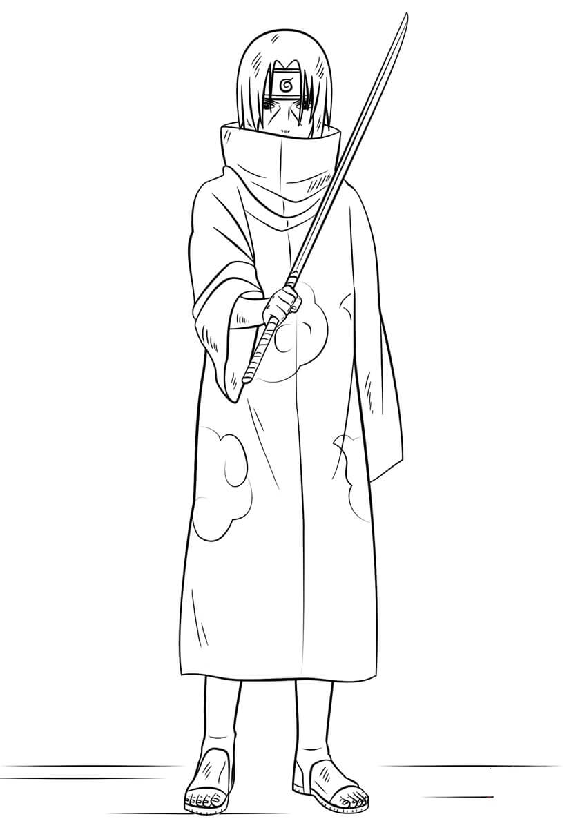 Akatsuki Uchiha Itachi Memegang Pedang