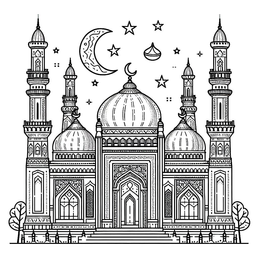 Masjid dengan bulan dan bintang