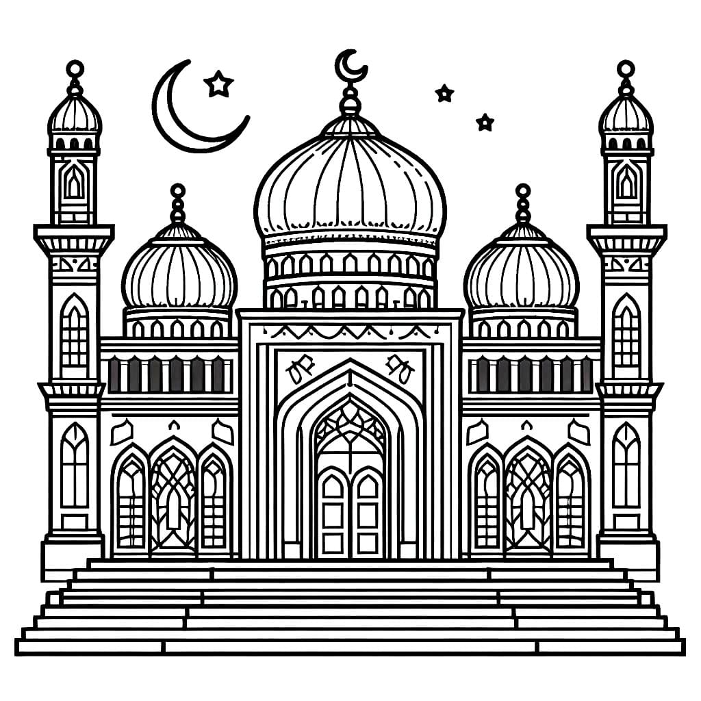 Masjid Sederhana dengan Bulan