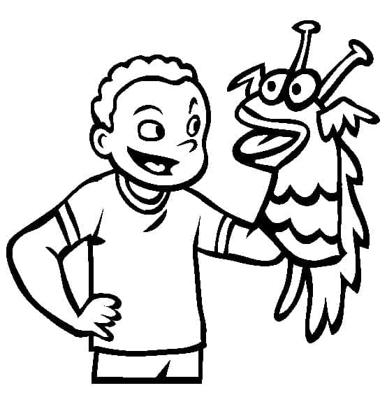 Anak laki-laki dengan Wayang