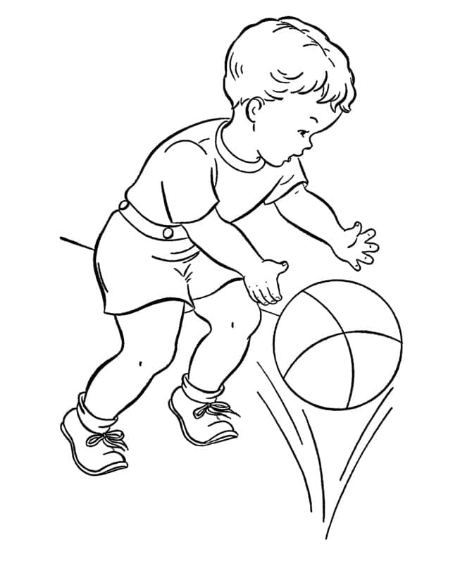 Bocah Kecil dengan Bola Basket