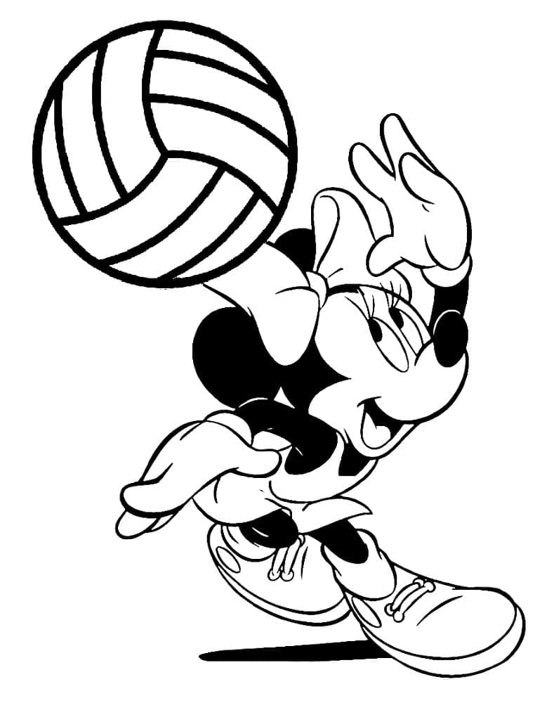 Minnie Mouse sedang bermain bola voli