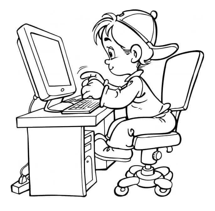 Anak laki-laki di Komputer