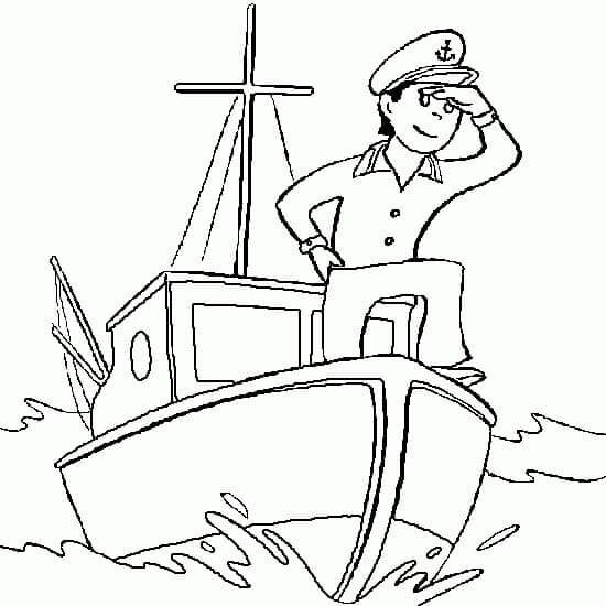 Kapten Bertopi Mengikuti Arah Perahu