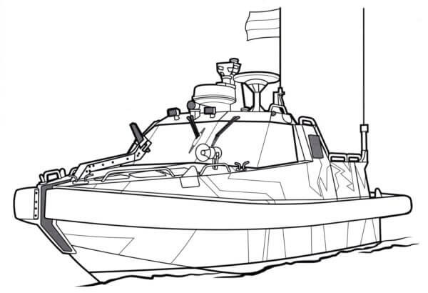 Perahu Militer Dengan Bendera