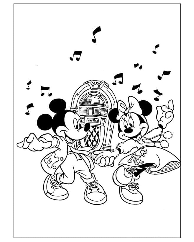 Mickey dan Minnie Mouse Dengan Musik