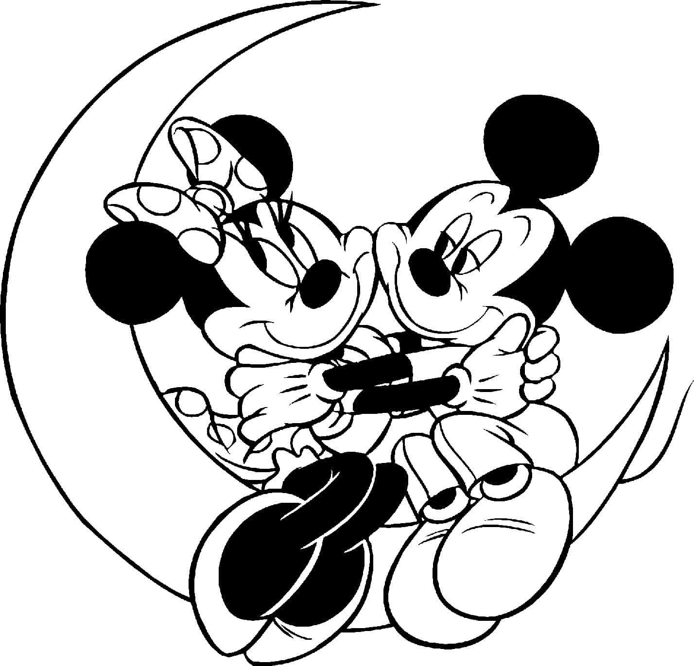 Mickey dan Minnie Mouse di Bulan