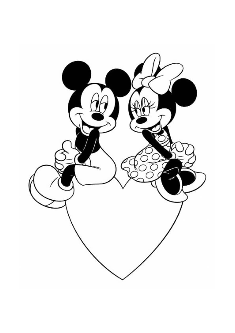 Mickey Mouse dan Minnie Mouse Duduk di Hati