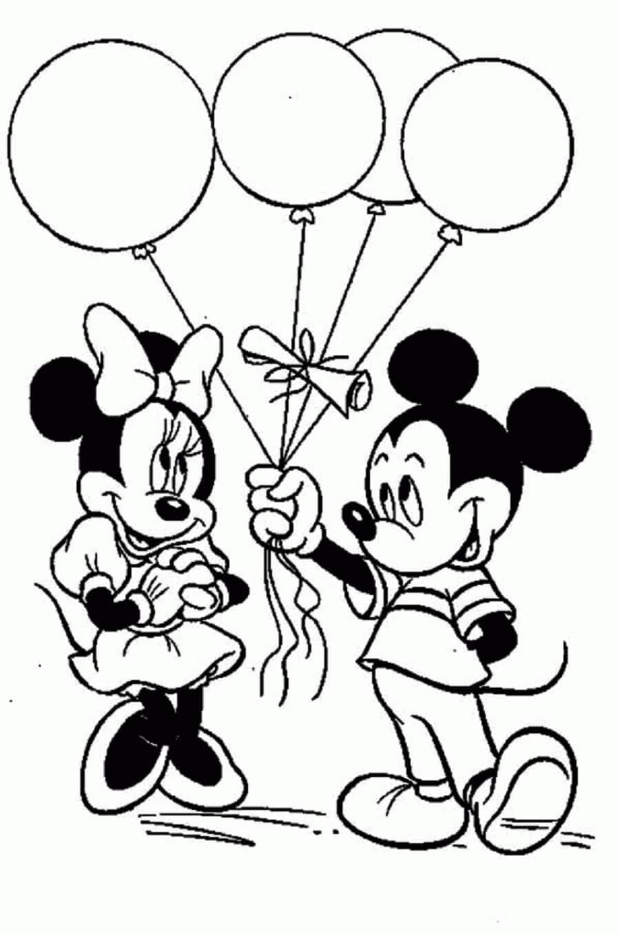 Mickey Mouse Memberikan Balon Minnie Mouse