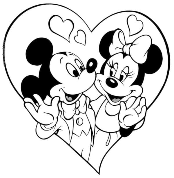 Pasangan Mickey Mouse dan Minnie Mouse sedang jatuh cinta