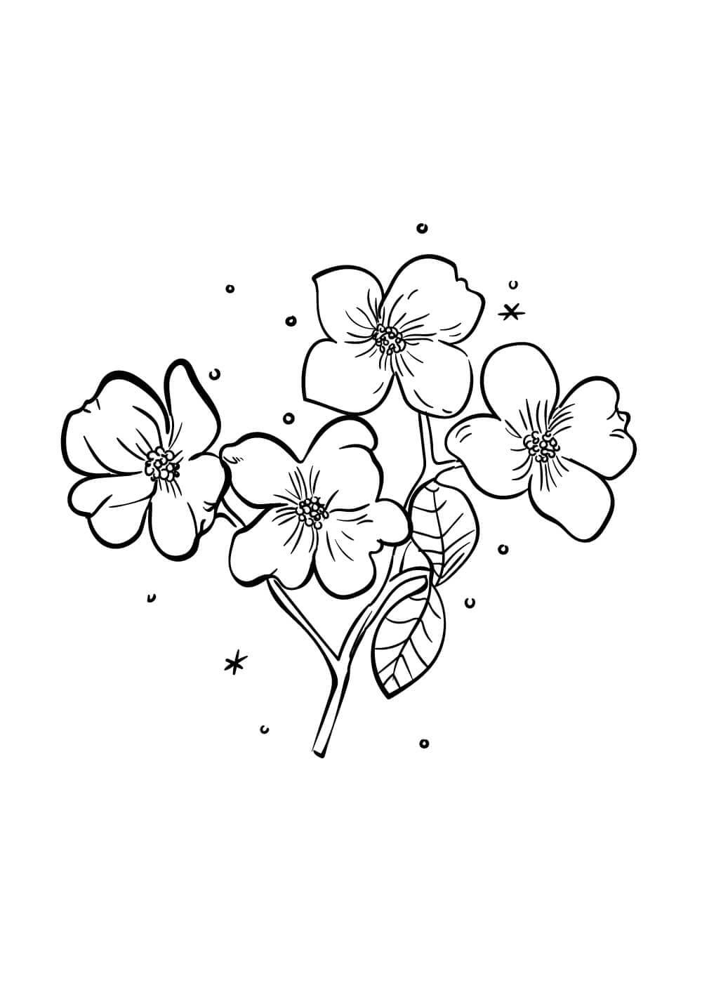 Bunga sakura dengan Daun