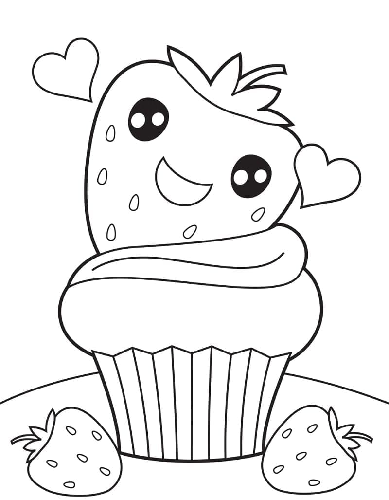 Cupcake Stroberi Kawaii