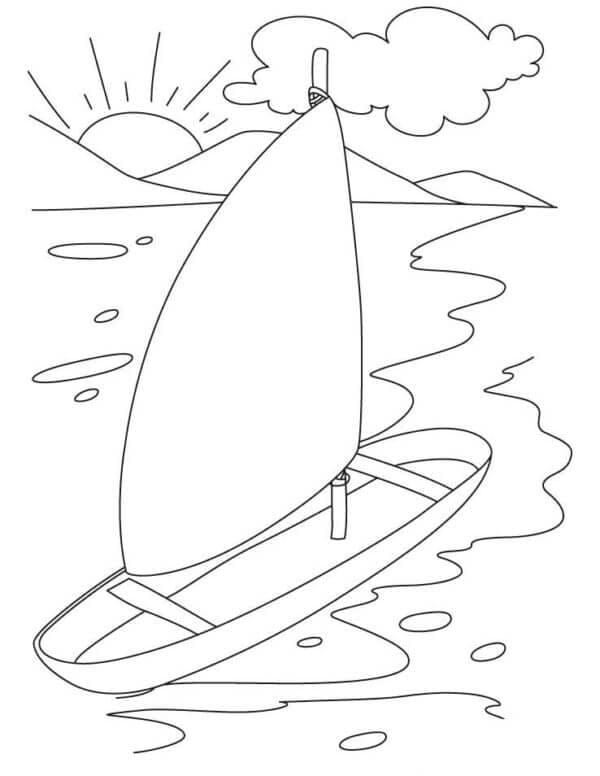 Perahu Layar di Senja di Laut