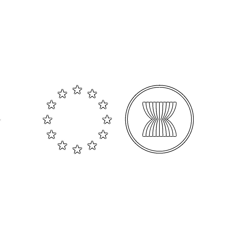 Bendera Asean dengan bendera EU