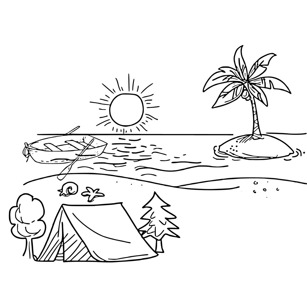 Berkemah dengan pohon kelapa