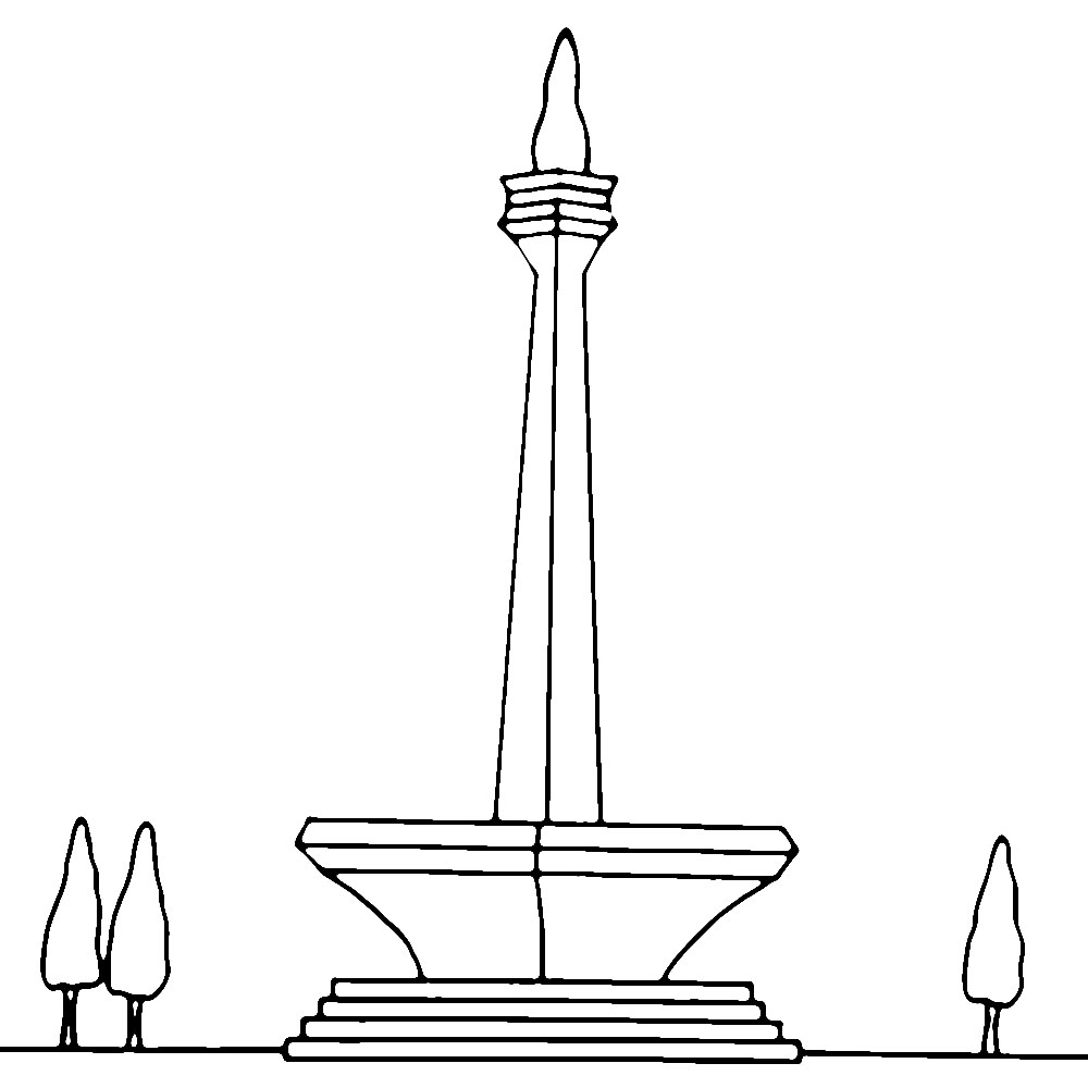 Monumen Nasional dengan tiga pohon