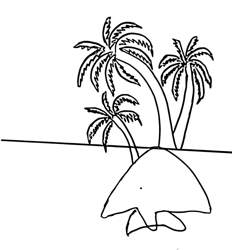 Pohon kelapa di sebuah pulau kecil