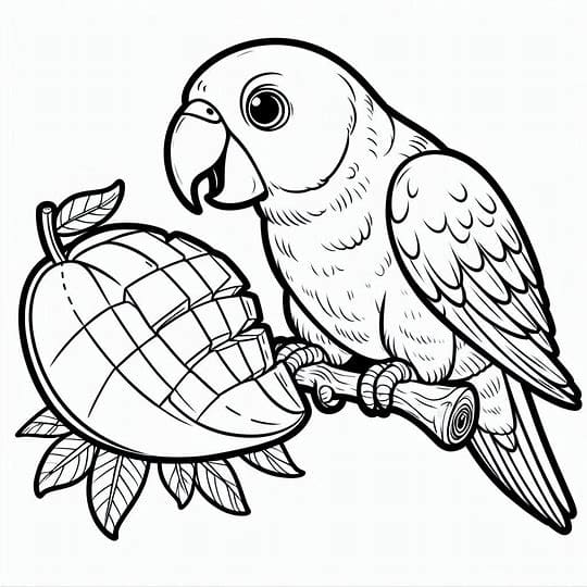 Burung beo makan mangga