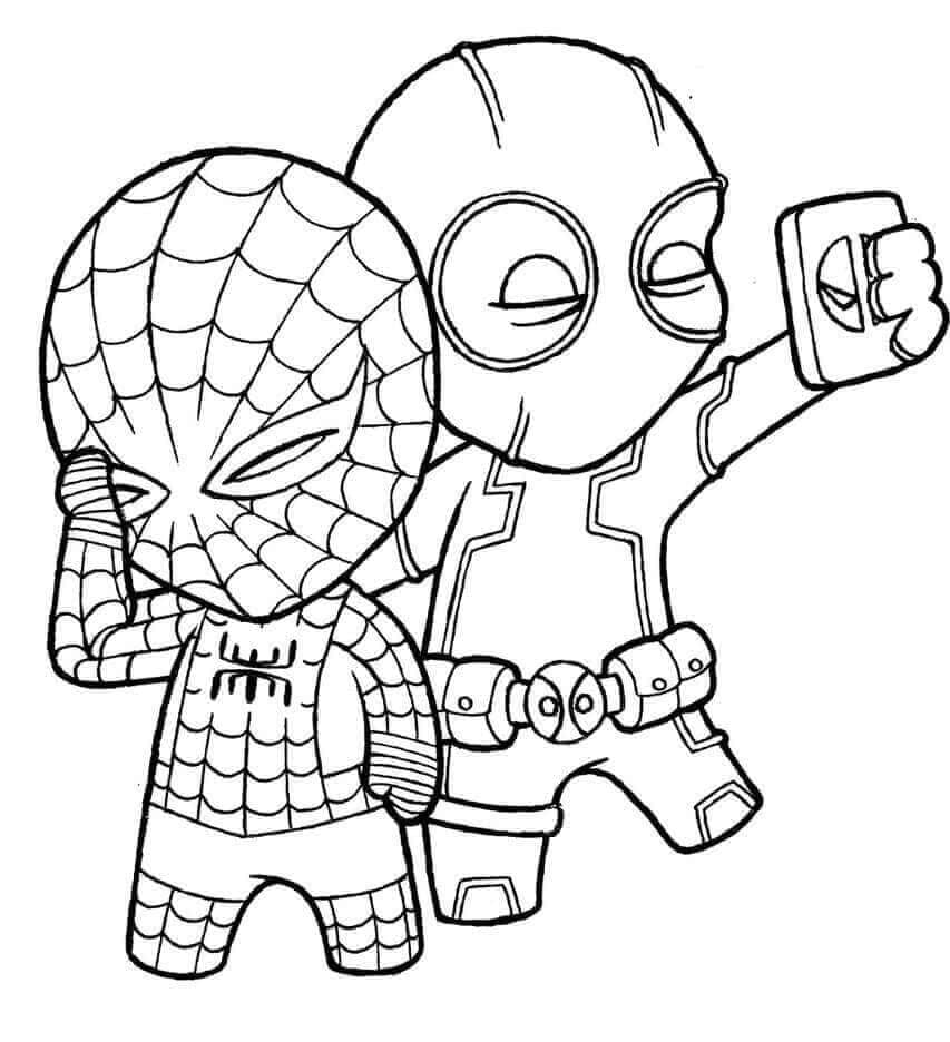 Chibi Spiderman dan Deadpool