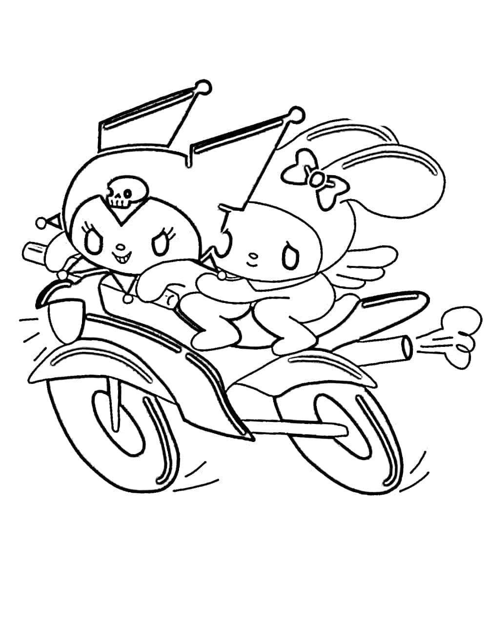 Kuromi dan My Melody di Sepeda Motor