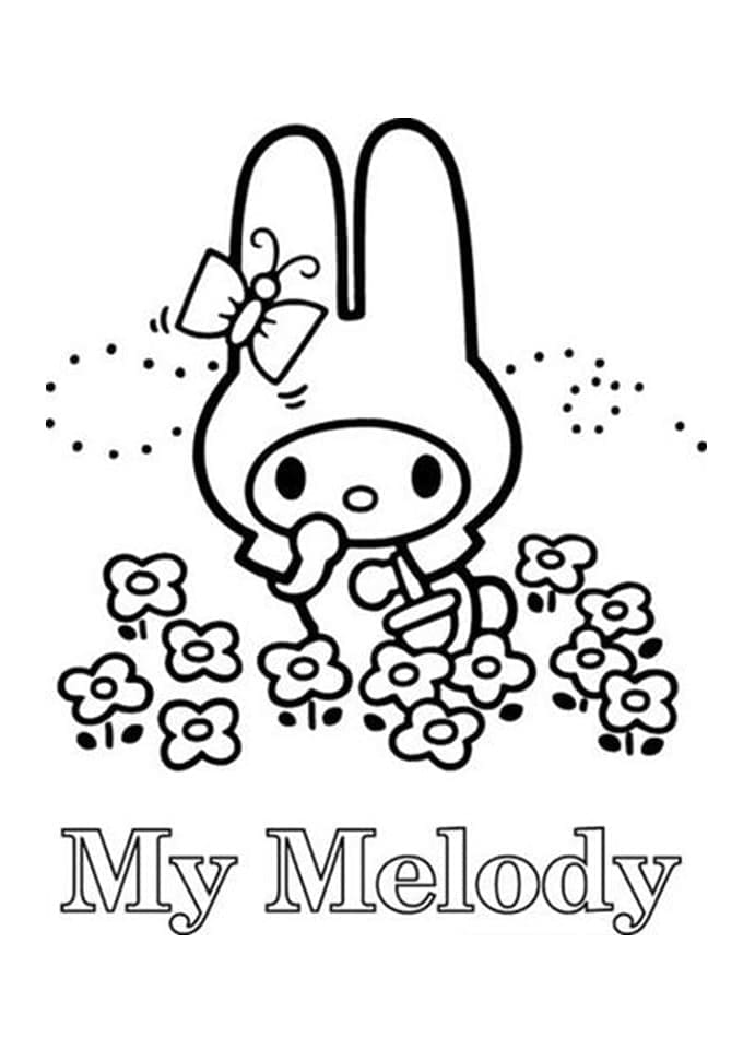 My Melody dengan Bunga