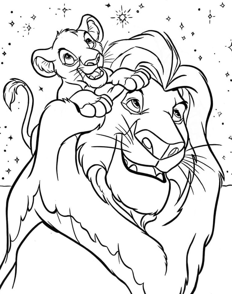 Raja Singa Mufasa bersama putranya Simba