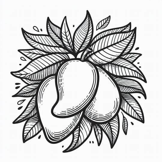 Tiga mangga dengan daun