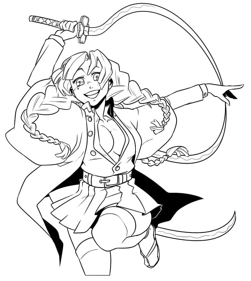 Mitsuri Kanroji sedang berkelahi