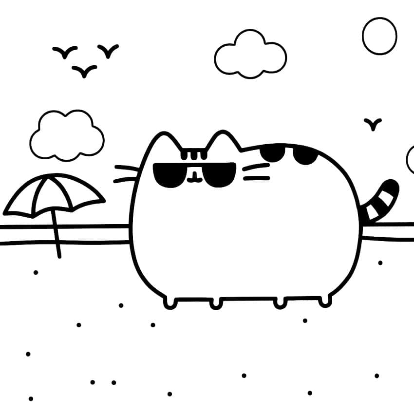 Pusheen di Pantai