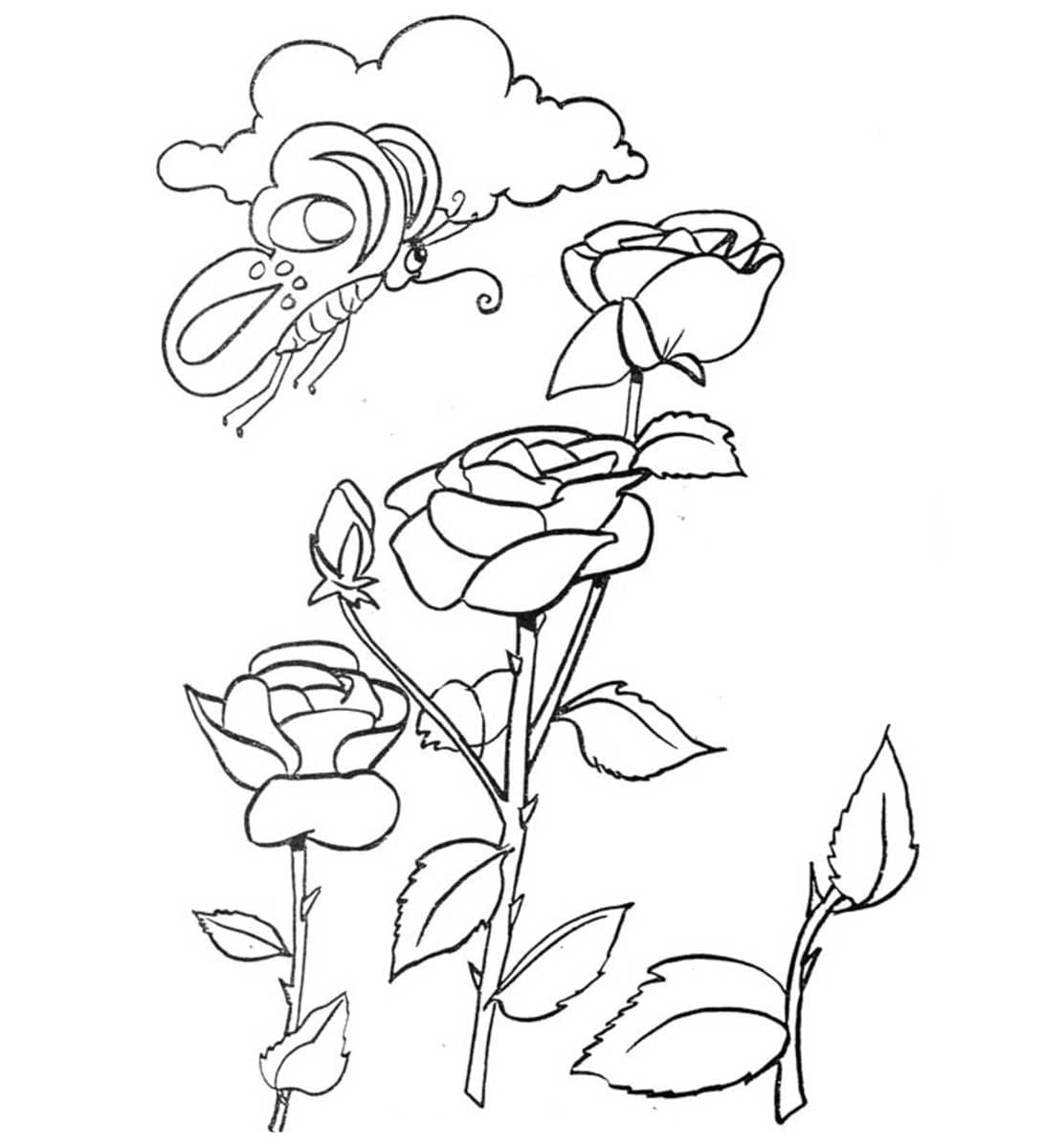 Bunga mawar dan kupu-kupu