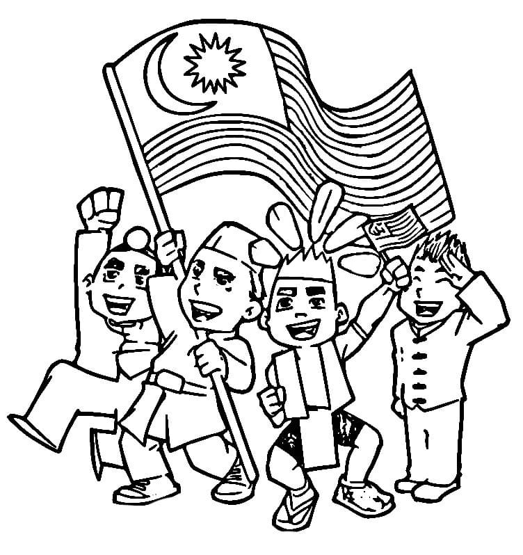 Bendera Malaysia dengan anak muda