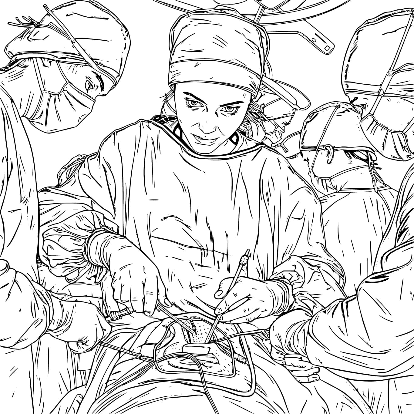 Dokter Perempuan melakukan operasi