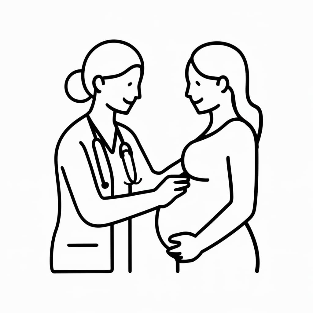 Dokter Perempuan memeriksa ibu hamil