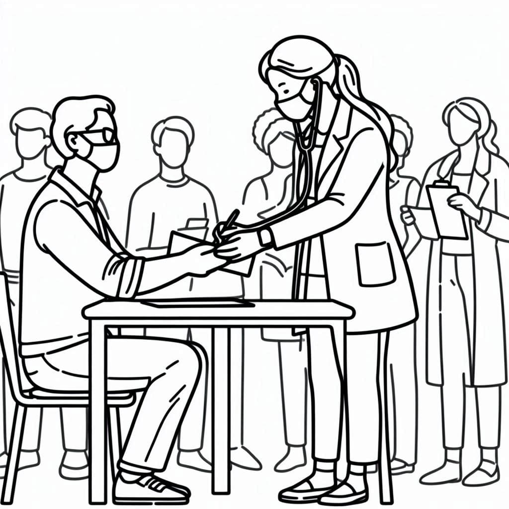 Dokter Perempuan memeriksa masyarakat