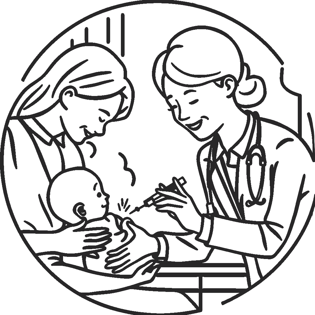 Dokter Perempuan menyuntik bayi