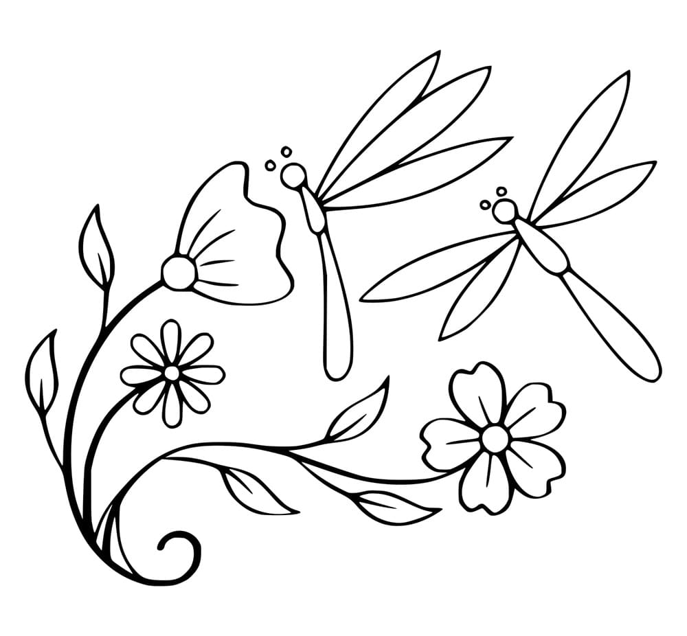 Dua Capung dan Bunga