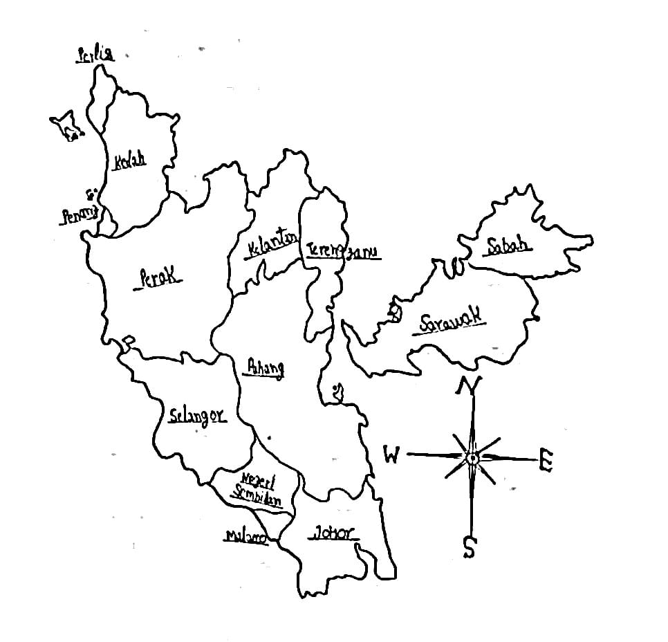 Peta Malaysia dengan Kompas
