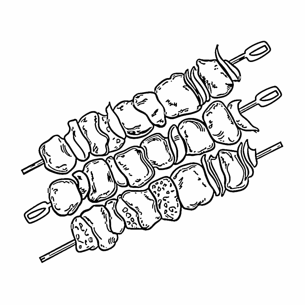 Tusuk sate daging dan sayuran