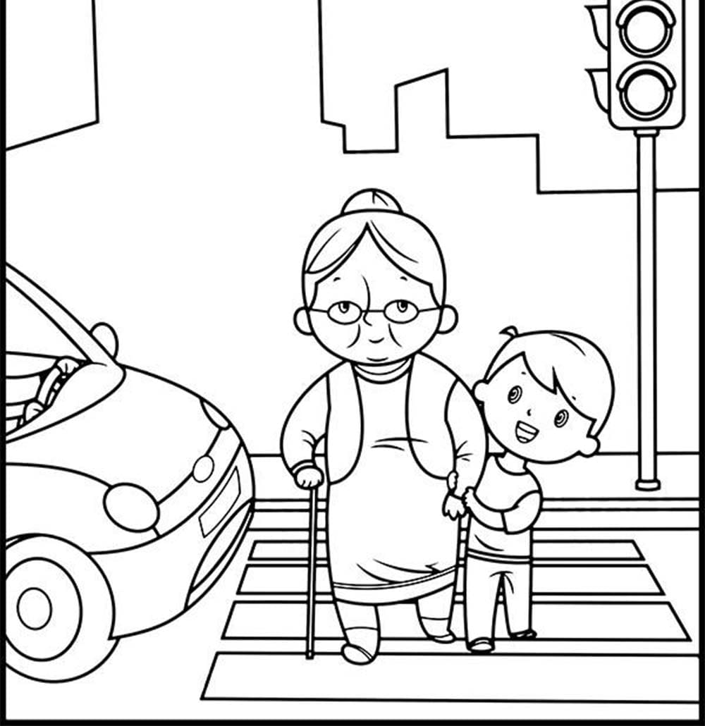 Bantu Nenek menyeberang jalan