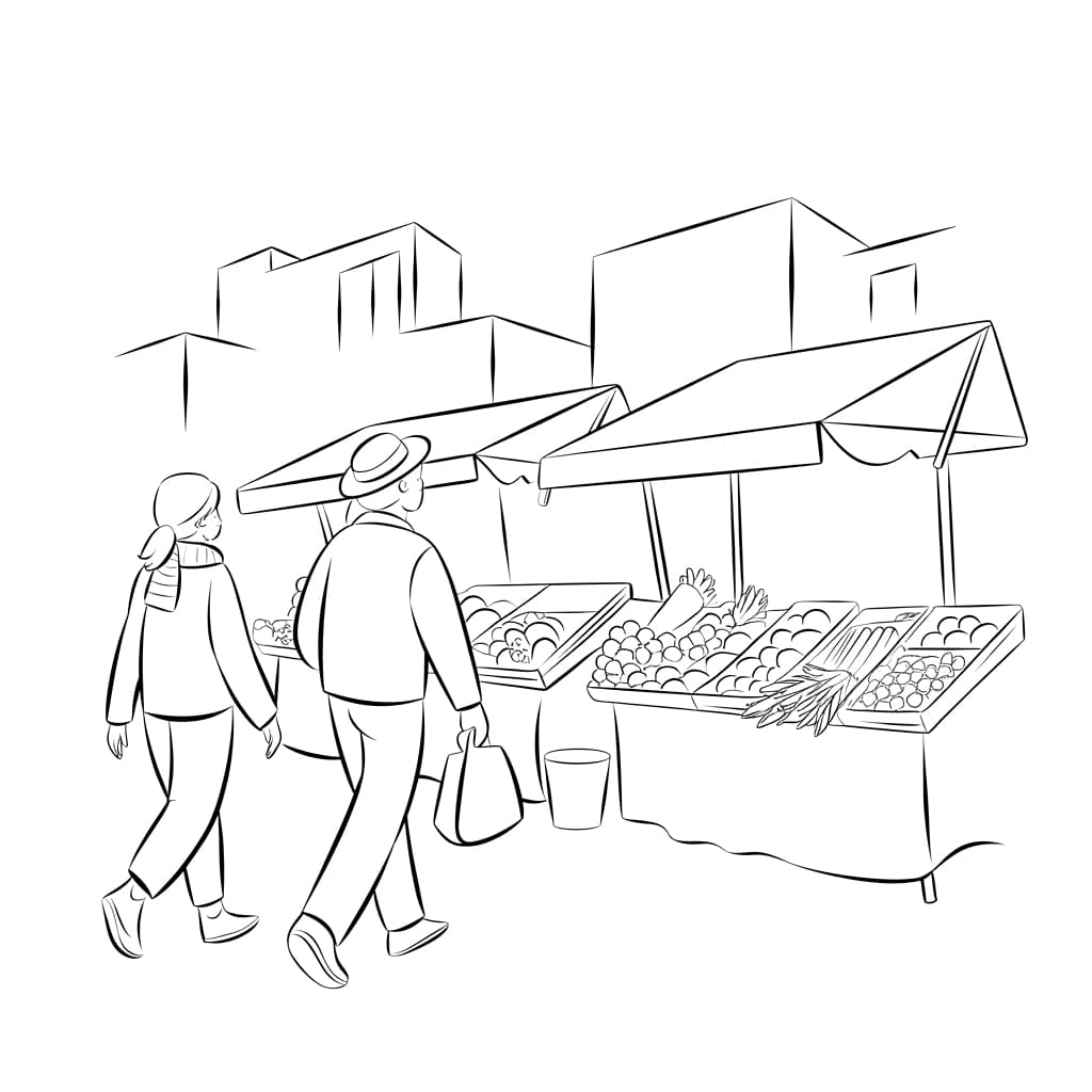 Dua orang pergi ke pasar