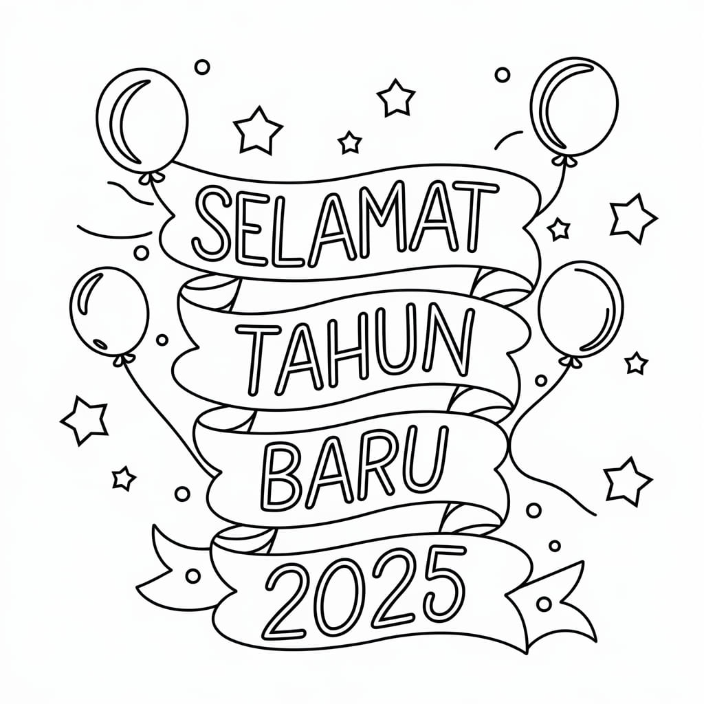 Gambar cetakan Selamat Tahun Baru 2025