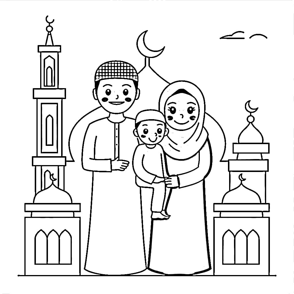 Gambar keluarga Muslim di gereja