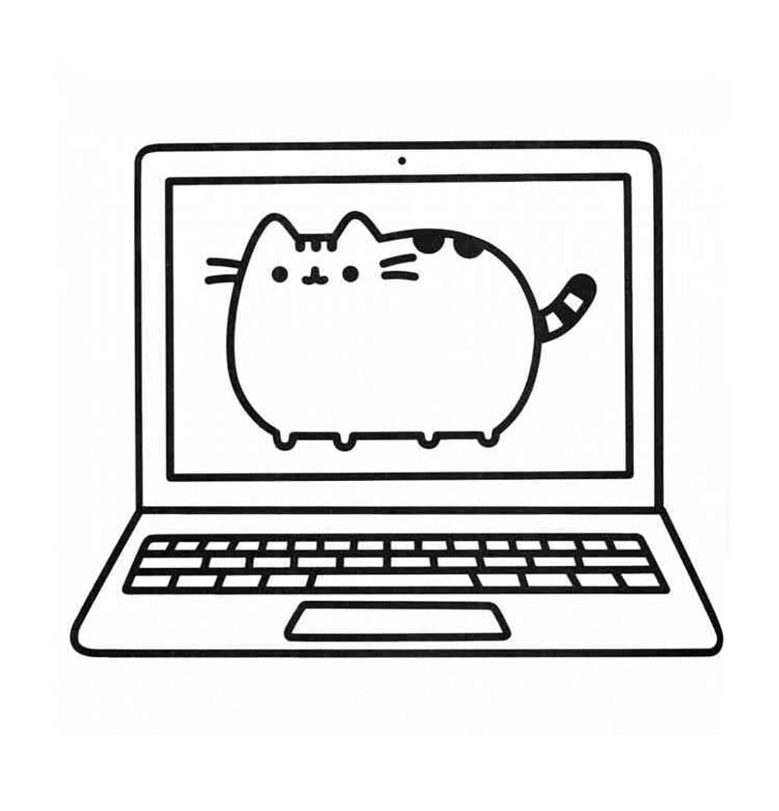 Laptop ada gambar Pusheen