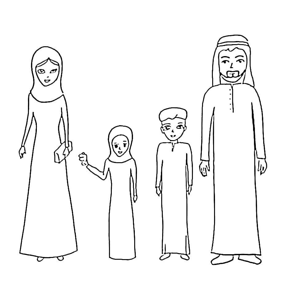 Menggambar Keluarga Muslim Sederhana