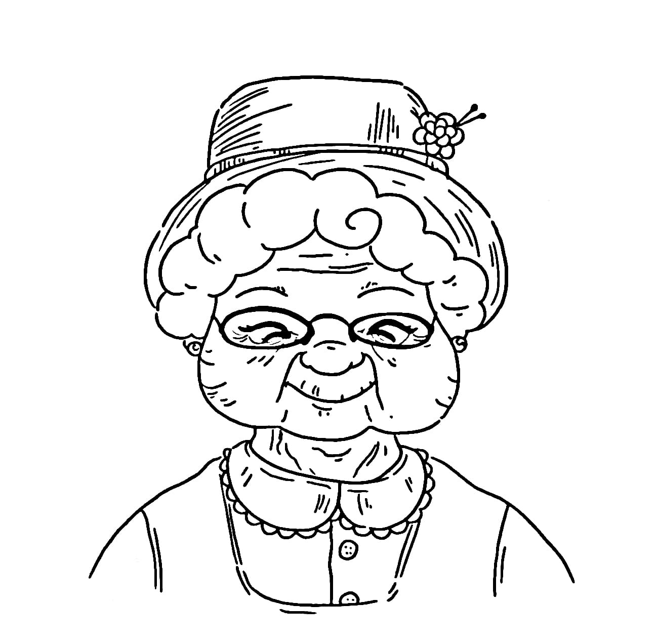 Menggambar nenek yang bahagia