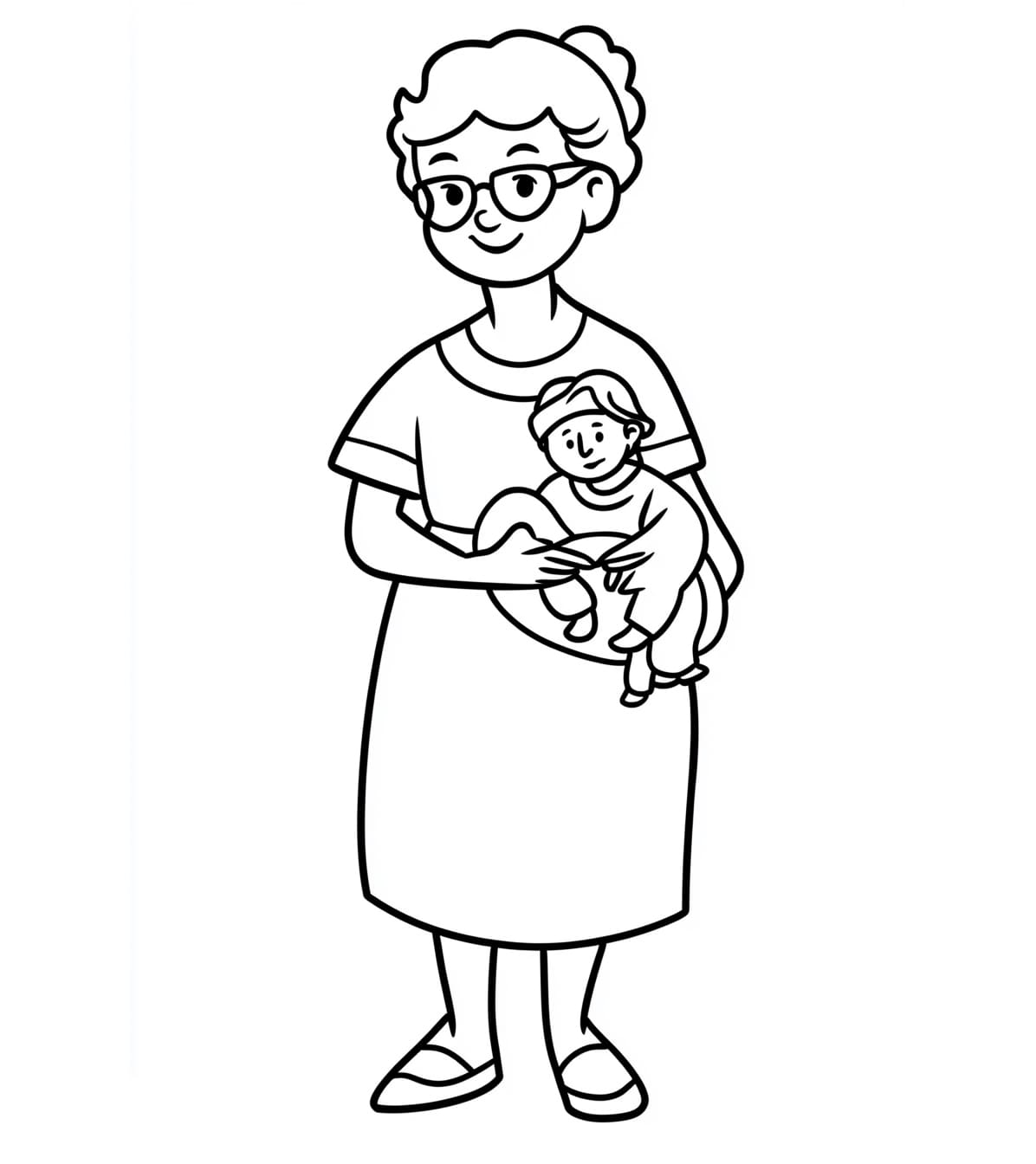 Nenek menggendong bayinya